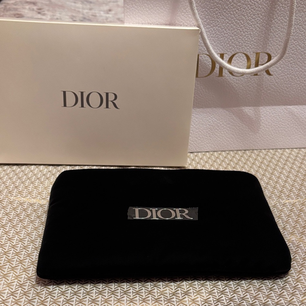 Dior Elegant Velvet Black Clutch / Cosmetic Bag